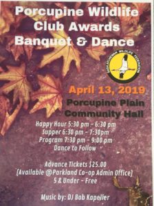 Porcupine Wildlife Banquet @ Porcupine Community Hall