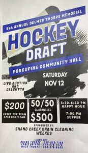 Delmer Thorpe Memorial Hockey Draft @ Porcupine Plain Community Hall