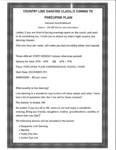 Women's Line Dancing Classes @ Porcupine Plain Comprehensive School - Foyer