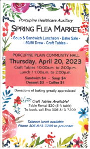 Flea Market, Soup & Sandwich Lunch, Bake Sale & Craft Show @ Porcupine Plain Community Hall