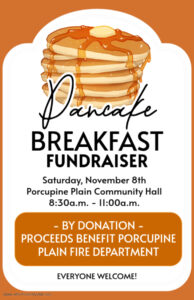 Pancake Breakfast Fundraiser @ Porcupine Plain Community Hall